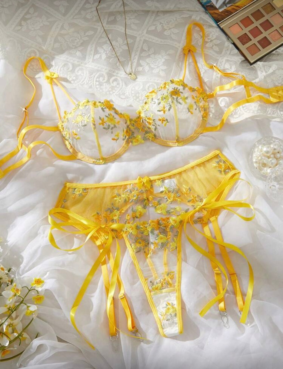 3pcs floral lingerie