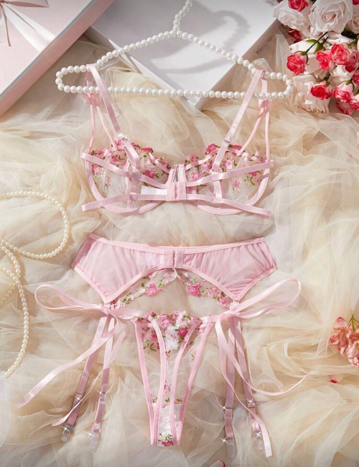 3pcs floral lingerie