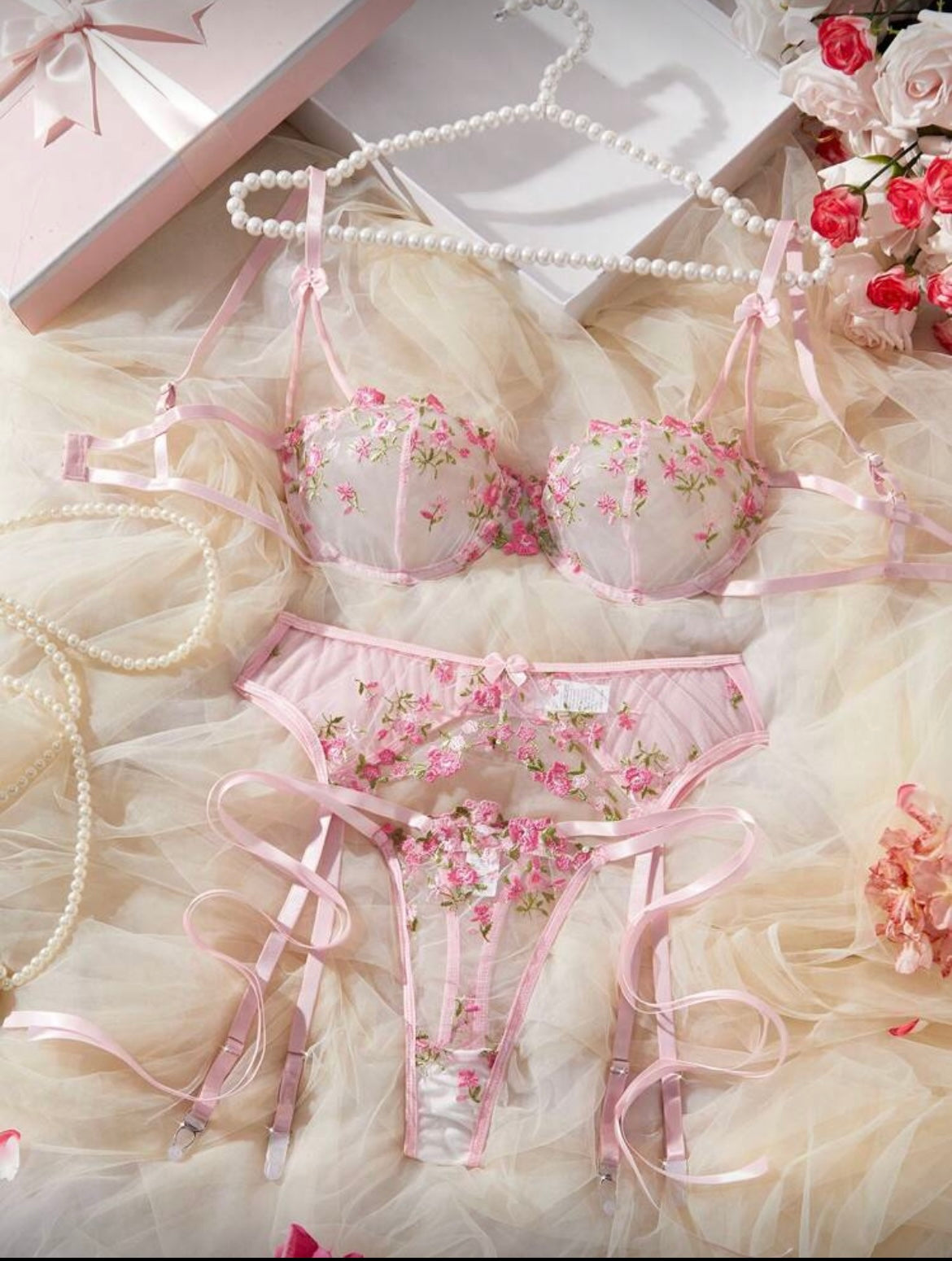 3pcs floral lingerie