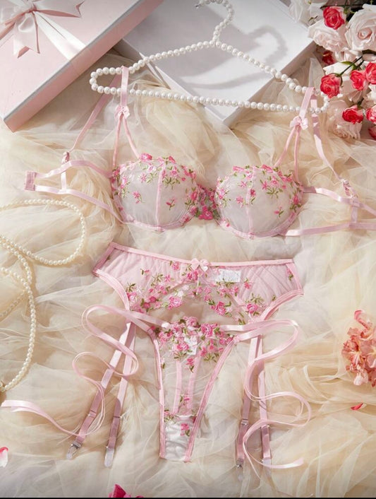 3pcs floral lingerie